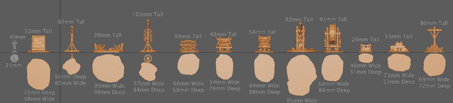Torture Devices, Miniature Land | Dungeons and Dragons | Pathfinder | Table Top RPG | 3D Printed Model