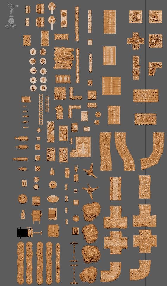 Town Environment Pack, Miniature Land | Dungeons and Dragons | Pathfinder | Table Top RPG | 3D Printed Model