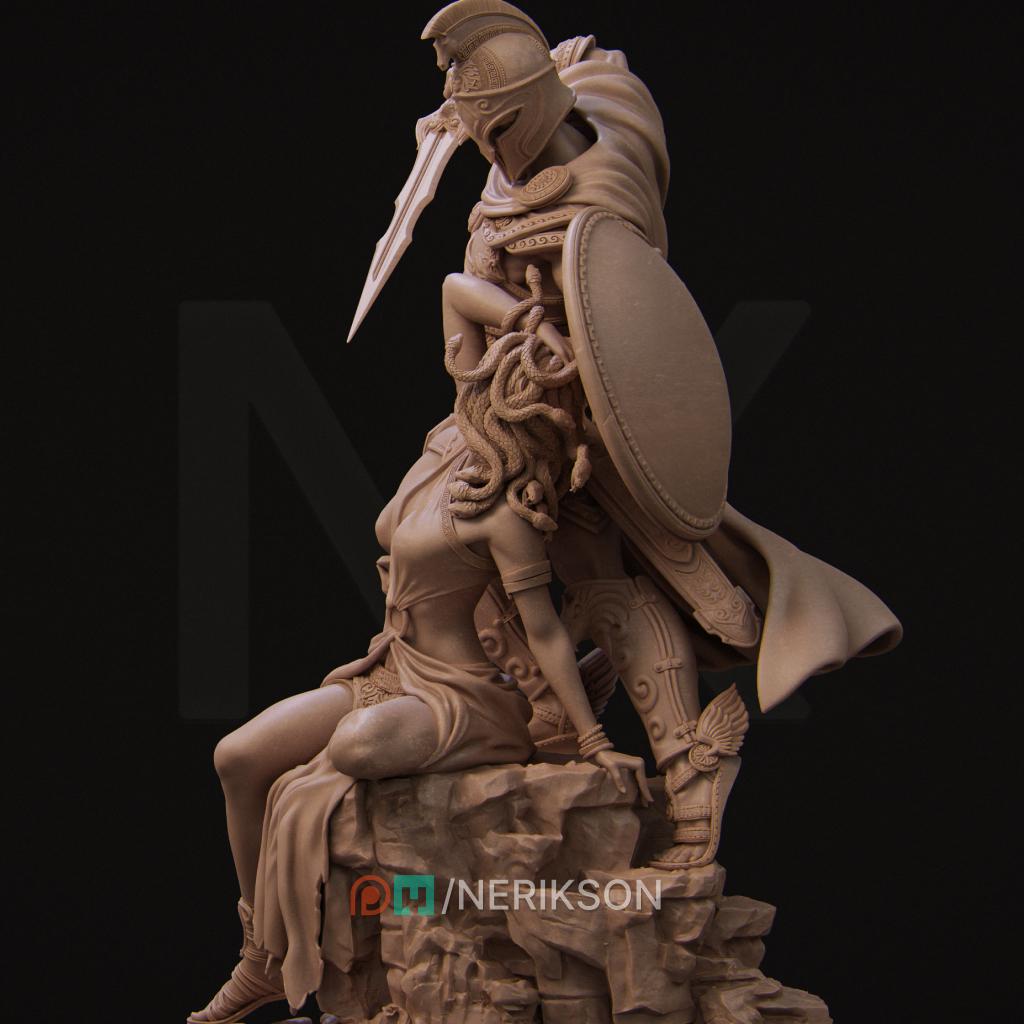 Perseus and Medusa, Statue, Powerful NPC, Ernest Nemirovsky | Dungeons and Dragons | Pathfinder | Table Top RPG | 3D Printed Model