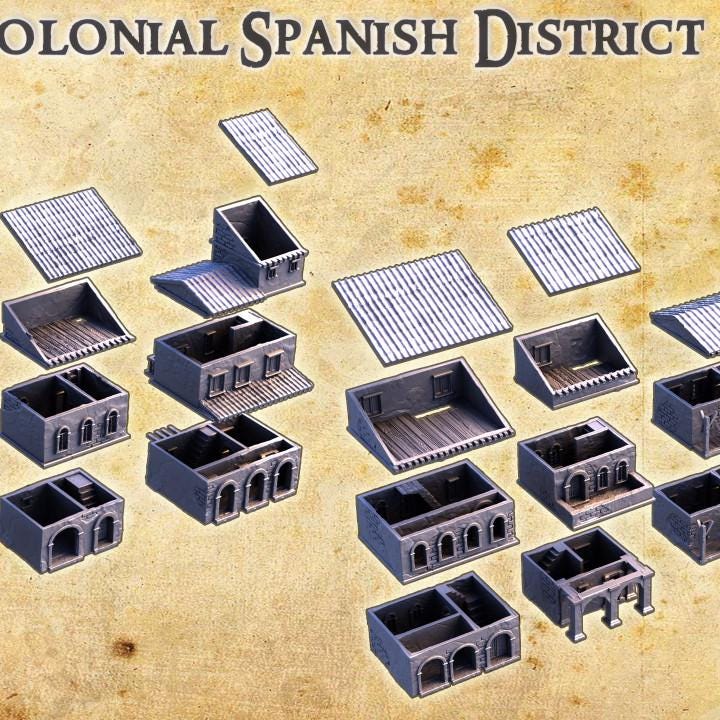 Colonial Spanish District, Miniature Land | Dungeons and Dragons | Pathfinder | Table Top RPG | 3D Printed Model