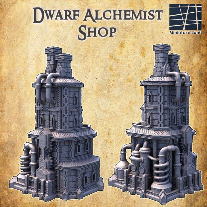 Dwarven Alchemist, Miniature Land | Dungeons and Dragons | Pathfinder | Table Top RPG | 3D Printed Model