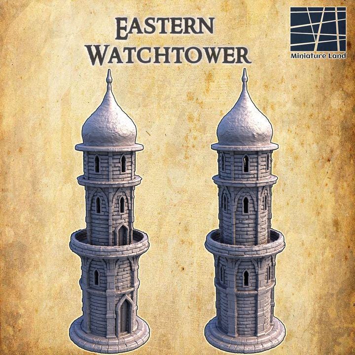Eastern Watchtower, Miniature Land | Dungeons and Dragons | Pathfinder | Table Top RPG | 3D Printed Model