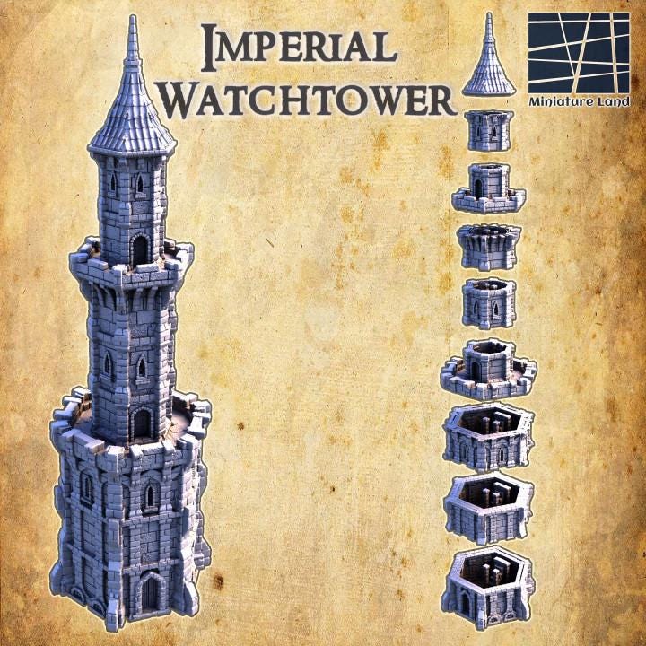 Imperial Watchtower, Miniature Land | Dungeons and Dragons | Pathfinder | Table Top RPG | 3D Printed Model