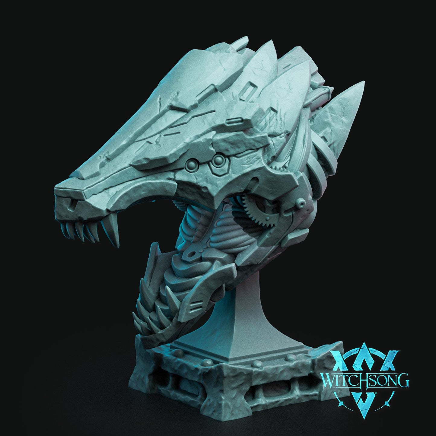 Gearworm Serpent, Bust Option, Witchsong Miniatures | Dungeons and Dragons | Pathfinder | Table Top RPG | 3D Printed Model