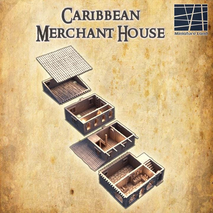 Caribbean Market House, Miniature Land | Dungeons and Dragons | Pathfinder | Table Top RPG | 3D Printed Model