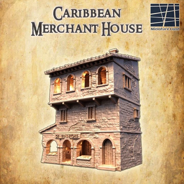 Caribbean Market House, Miniature Land | Dungeons and Dragons | Pathfinder | Table Top RPG | 3D Printed Model