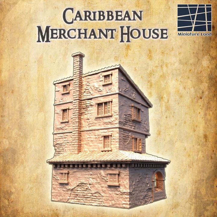 Caribbean Market House, Miniature Land | Dungeons and Dragons | Pathfinder | Table Top RPG | 3D Printed Model