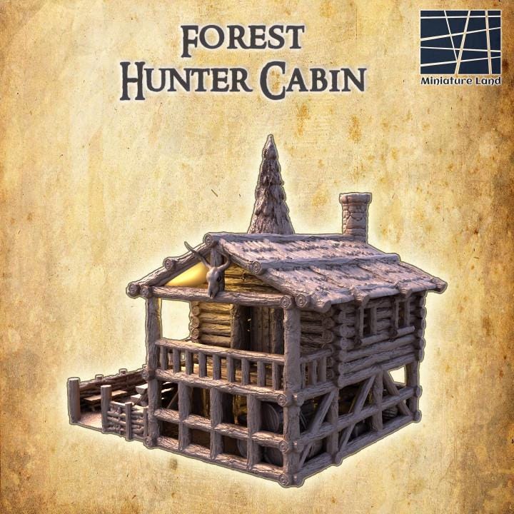 Hunters Cabin, Miniature Land | Dungeons and Dragons | Pathfinder | Table Top RPG | 3D Printed Model