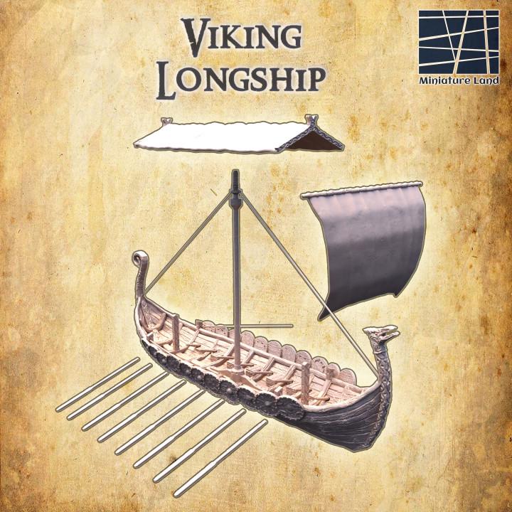 Viking Longship, Miniature Land | Dungeons and Dragons | Pathfinder | Table Top RPG | 3D Printed Model
