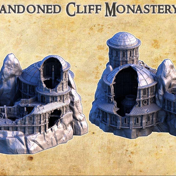 Abandoned Cliff Monastery, Miniature Land | Dungeons and Dragons | Pathfinder | Table Top RPG | 3D Printed Model