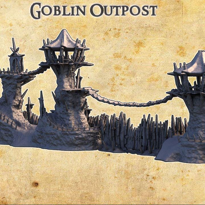 Goblin Outpost, Miniature Land | Dungeons and Dragons | Pathfinder | Table Top RPG | 3D Printed Model