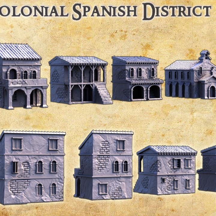 Colonial Spanish District, Miniature Land | Dungeons and Dragons | Pathfinder | Table Top RPG | 3D Printed Model