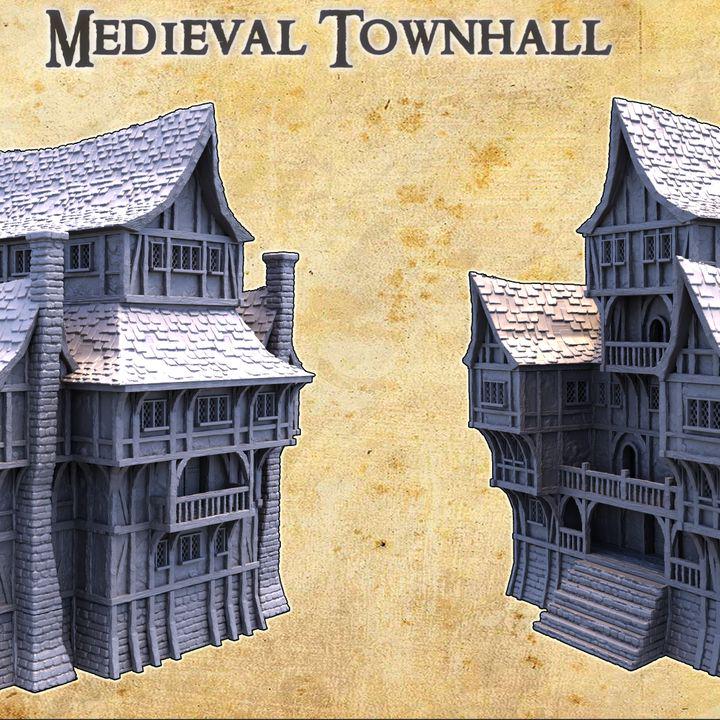 Medieval Townhall, Miniature Land | Dungeons and Dragons | Pathfinder | Table Top RPG | 3D Printed Model