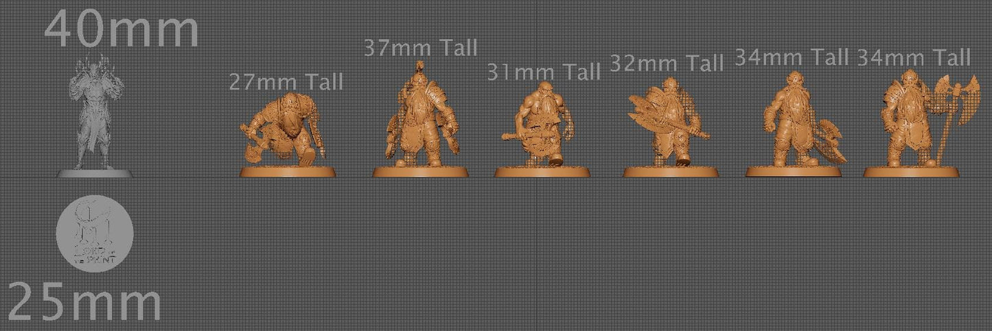 Dwarf Warriors, Pack 3, Lord of the Print | Dungeons and Dragons | Pathfinder | Table Top RPG | 3D Printed Model