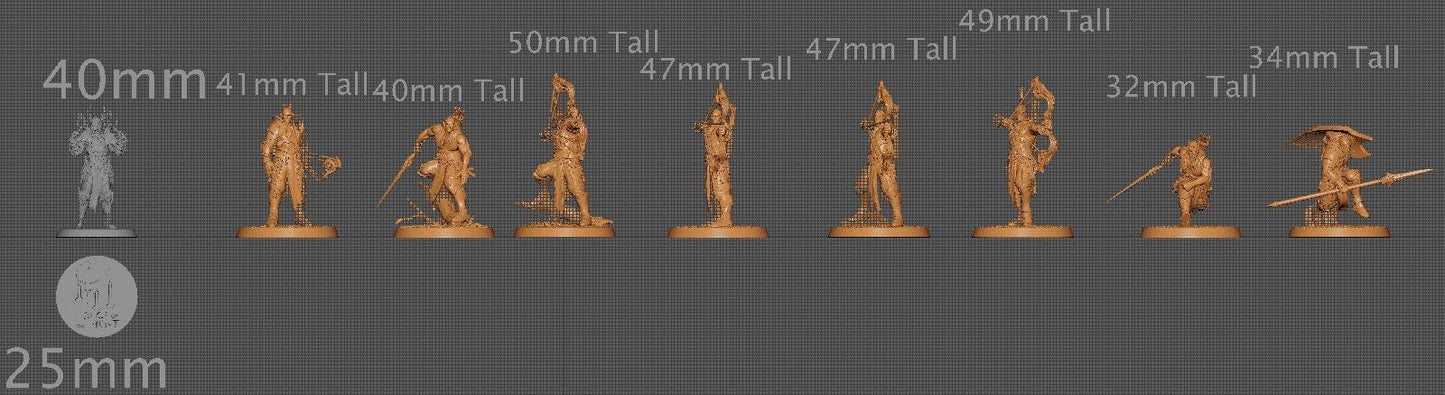 Moonlight Elves, Pack 3, Rescale Miniatures | Dungeons and Dragons | Pathfinder | Table Top RPG | 3D Printed Model