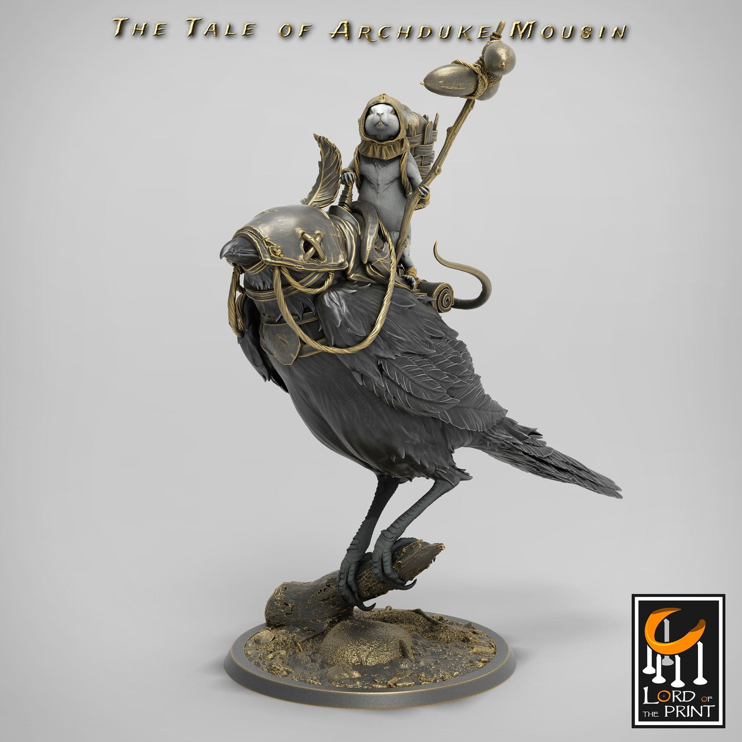 Mouse and Magpie Perching, Archduke Mousin, Lord of the Print | Dungeons and Dragons | Pathfinder | Table Top RPG | 3D Printed Model