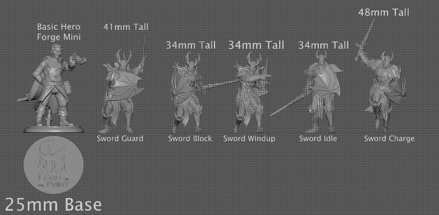 Blood knight Longsword Squadron, Order Immortalis, Lord of the Print | Dungeons and Dragons | Pathfinder | Table Top RPG | 3D Printed Model