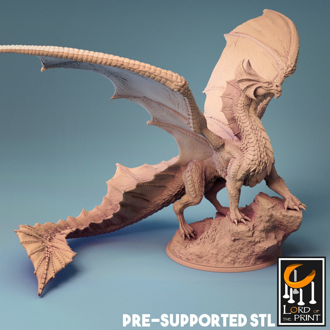 Brass Dragon, Talkative Dragon | Aussie 3D Printed Miniatures and Terrain