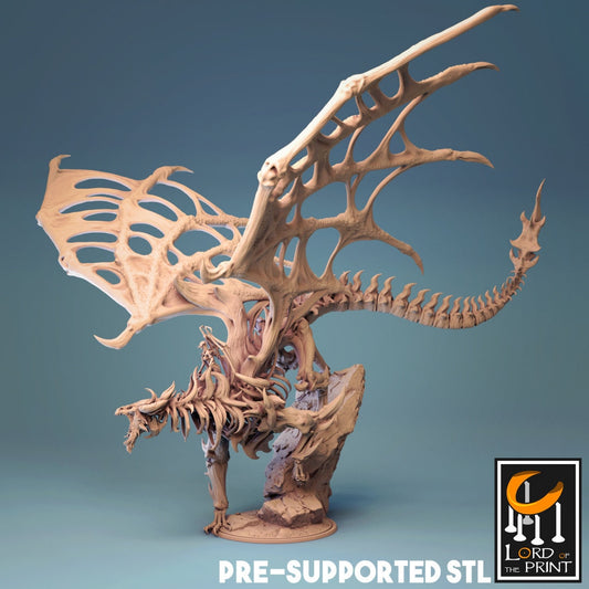 Undead Dragon, Skeleton Dragon, Lord of the Print | Dungeons and Dragons | Pathfinder | Table Top RPG | 3D Printed Model