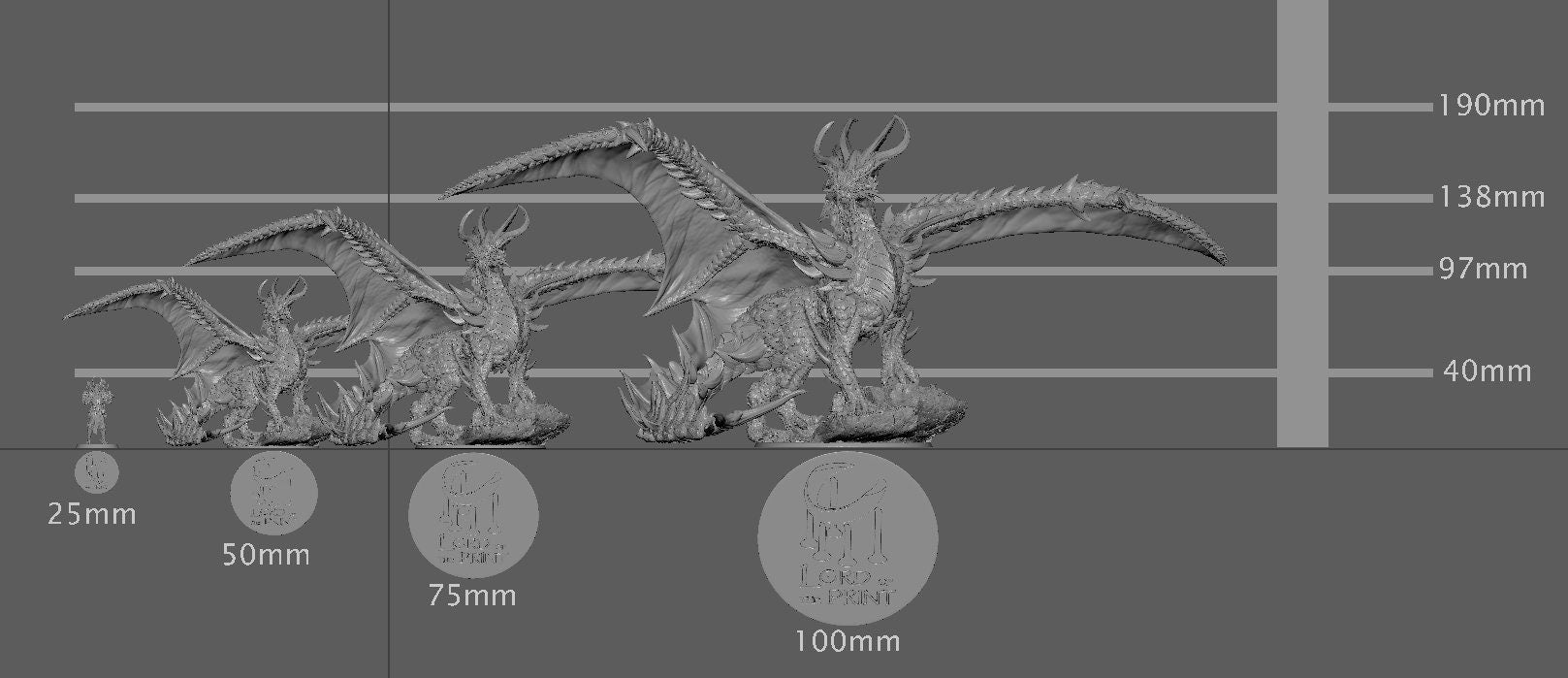 Gold Dragon, Apex Dragon, Lord of the Print | Dungeons and Dragons | Pathfinder | Table Top RPG | 3D Printed Model