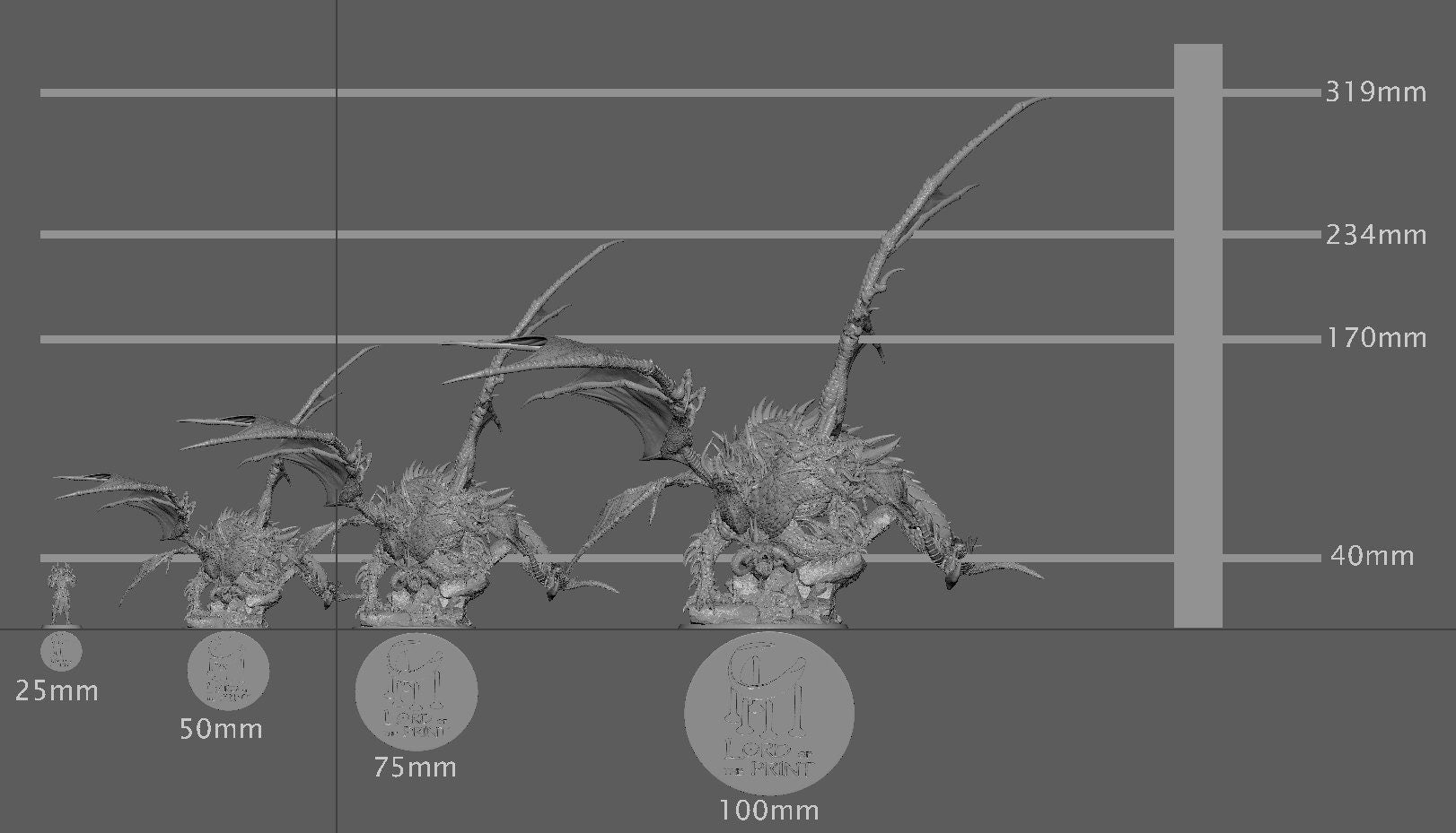 Tiamat (Single Headed Variant), God Dragon, Lord of the Print | Dungeons and Dragons | Pathfinder | Table Top RPG | 3D Printed Model