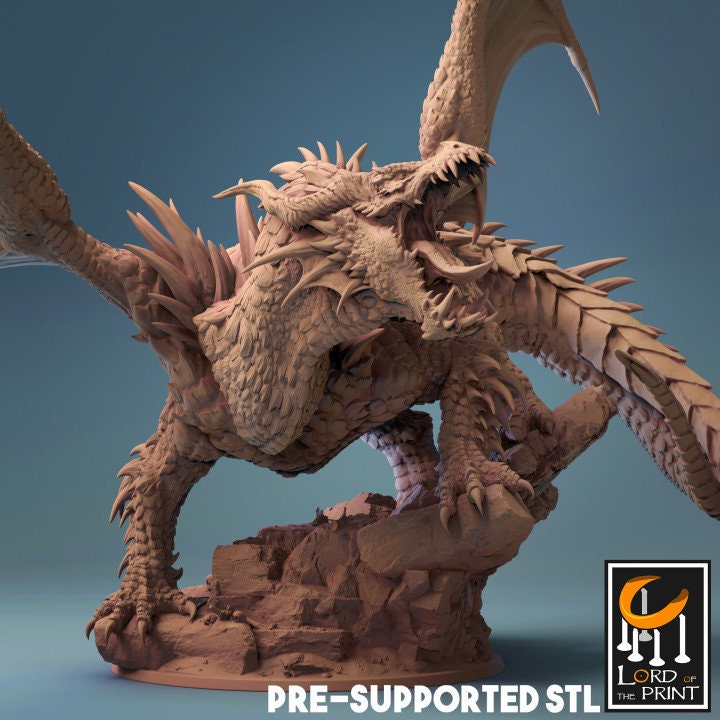 Tiamat (Single Headed Variant), God Dragon, Lord of the Print | Dungeons and Dragons | Pathfinder | Table Top RPG | 3D Printed Model