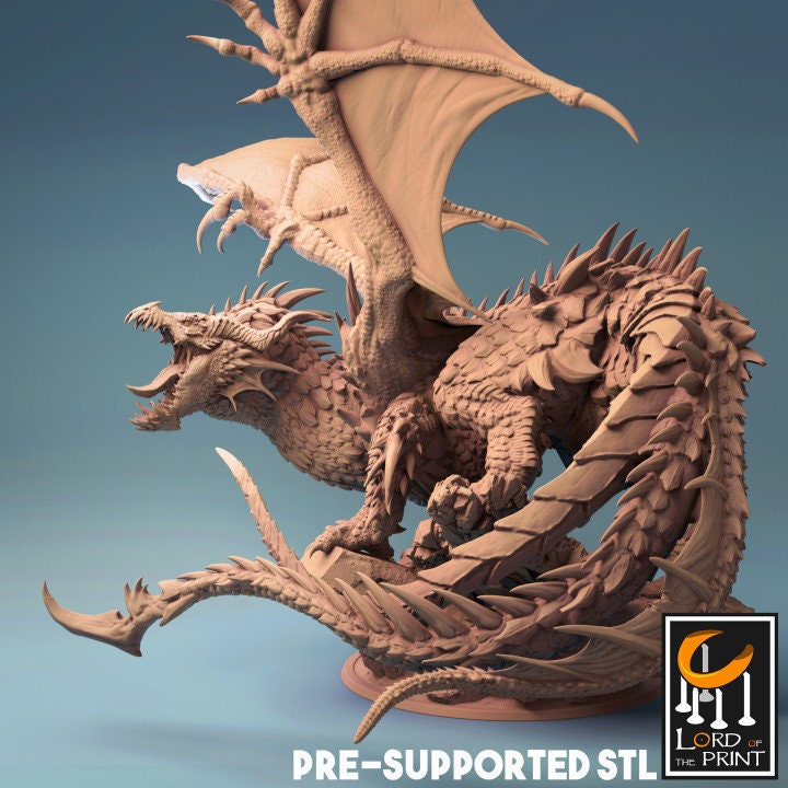 Tiamat (Single Headed Variant), God Dragon, Lord of the Print | Dungeons and Dragons | Pathfinder | Table Top RPG | 3D Printed Model