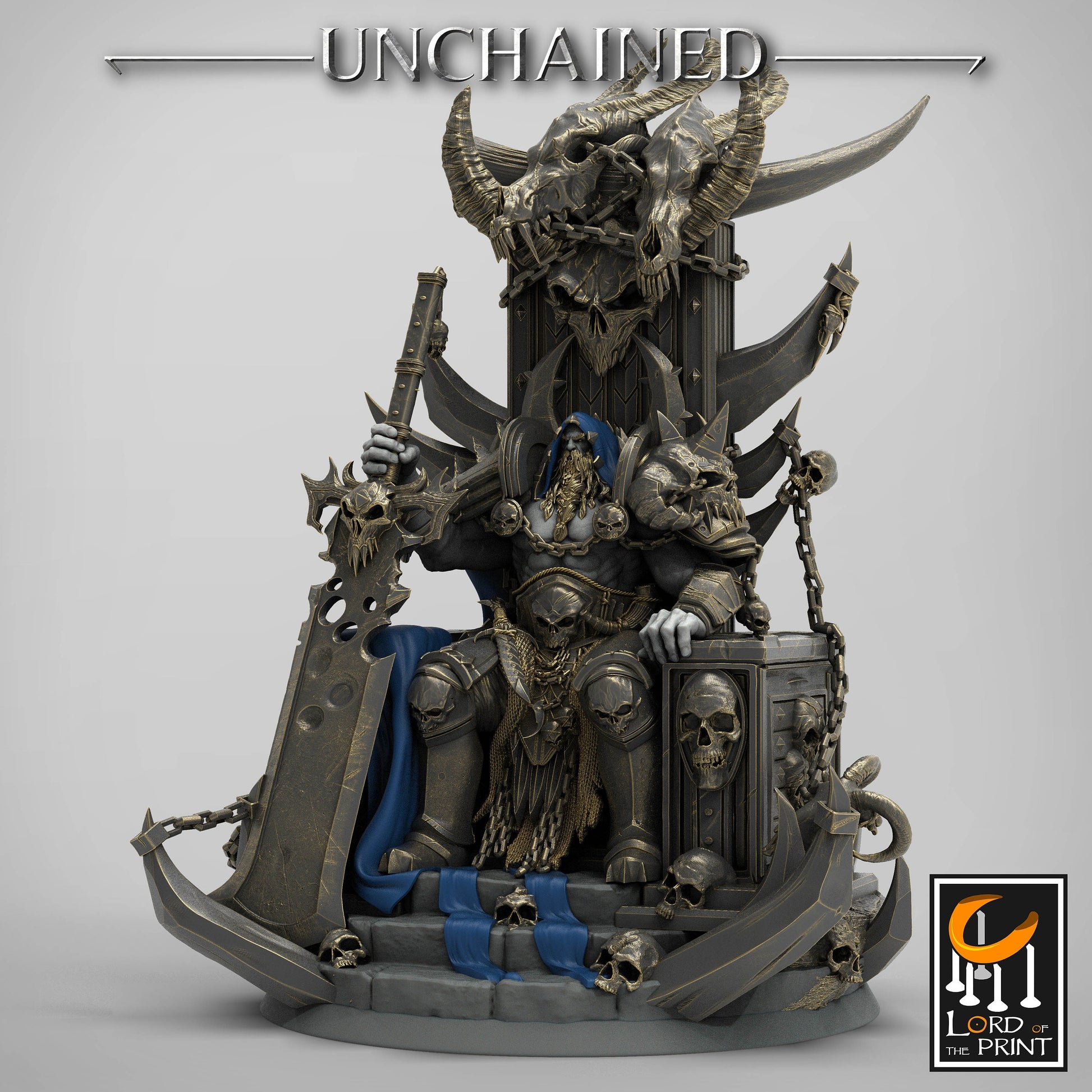 King Olaf Seated, Unchained, Statue, Lord of the Print | Dungeons and Dragons | Pathfinder | Table Top RPG | 3D Printed Model