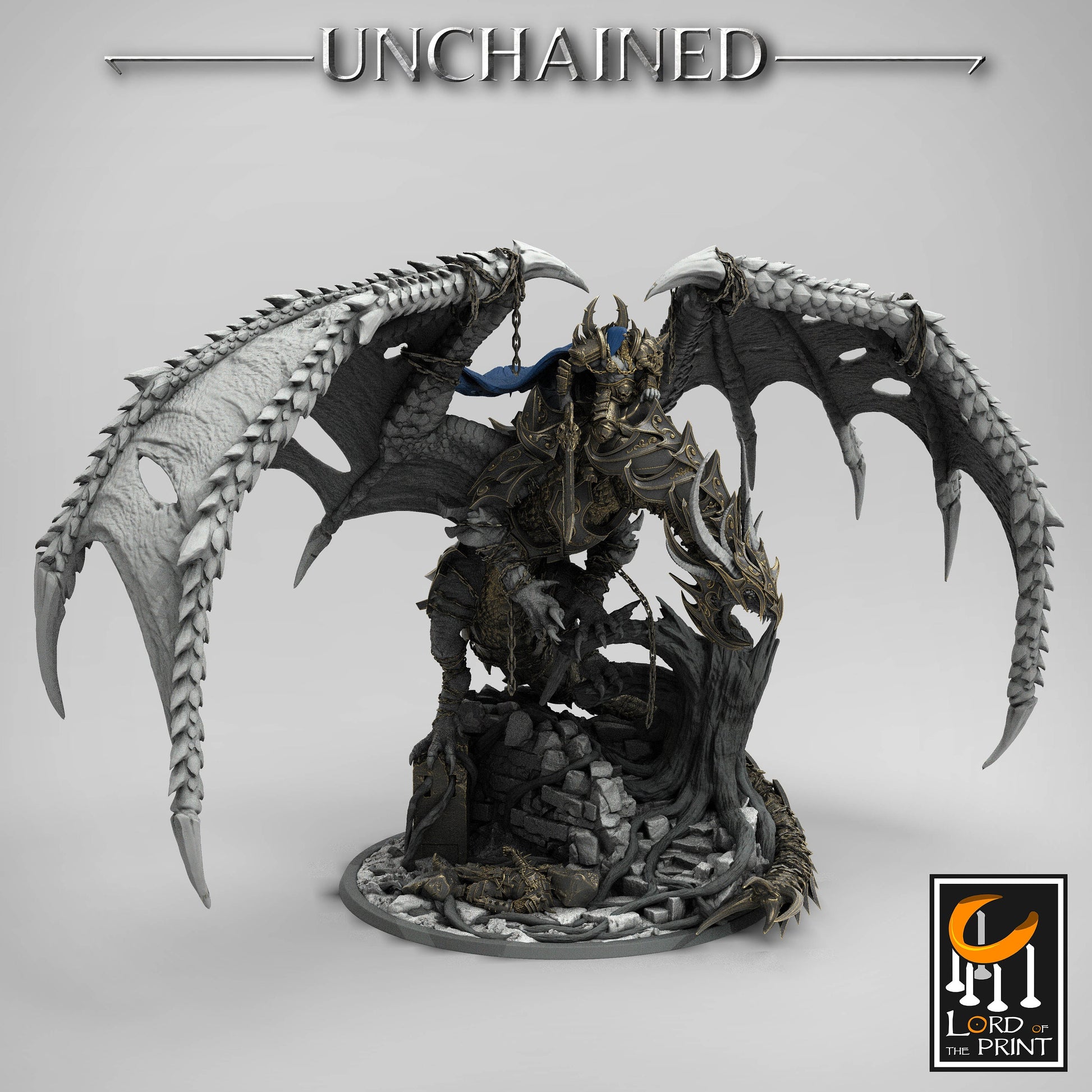 King Olaf on Armoured Dragon, Lord of the Print | Dungeons and Dragons | Pathfinder | Table Top RPG | 3D Printed Model