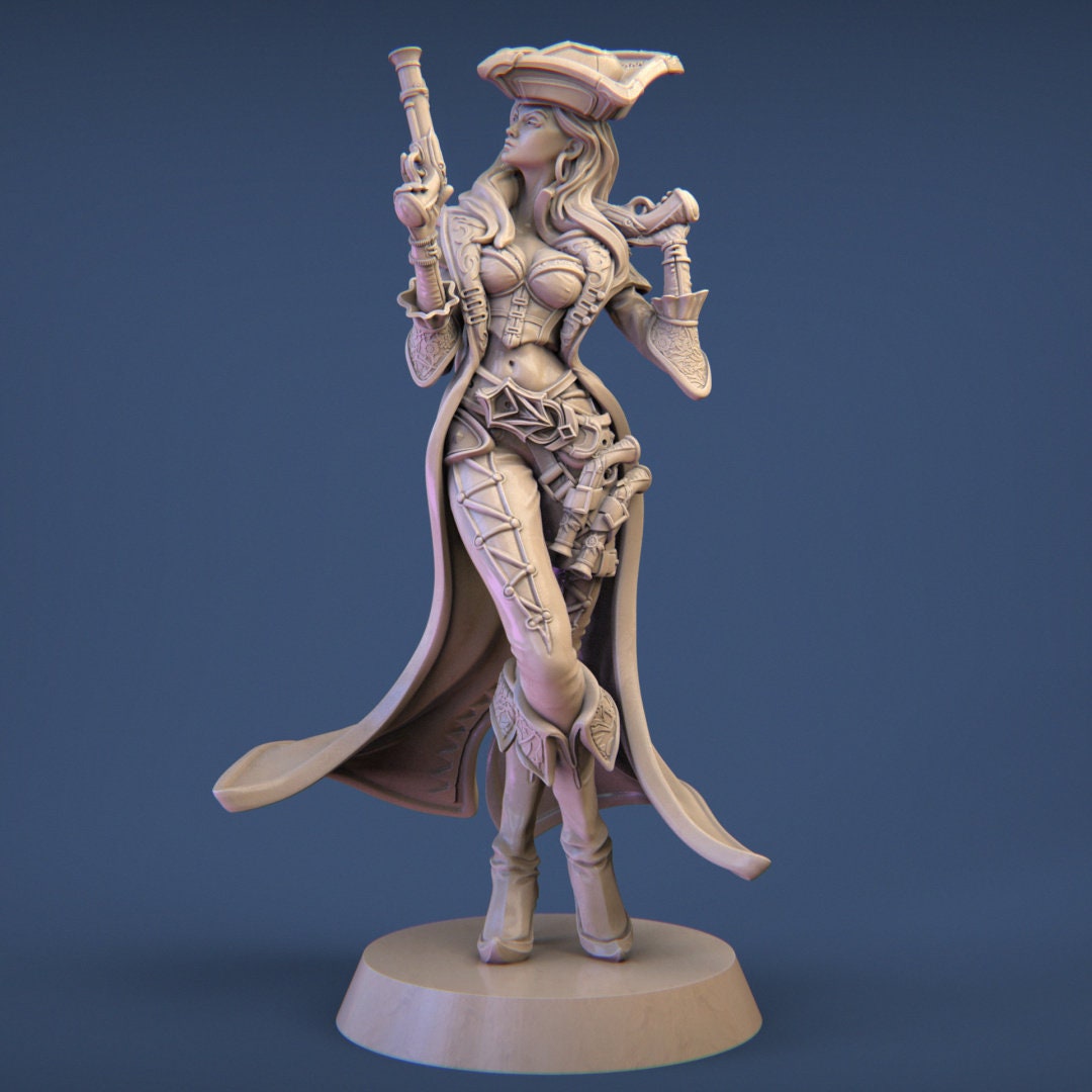 Anne the Pirate Captain, Powerful NPC, Ernest Nemirovsky | Dungeons and Dragons | Pathfinder | Table Top RPG | 3D Printed Model