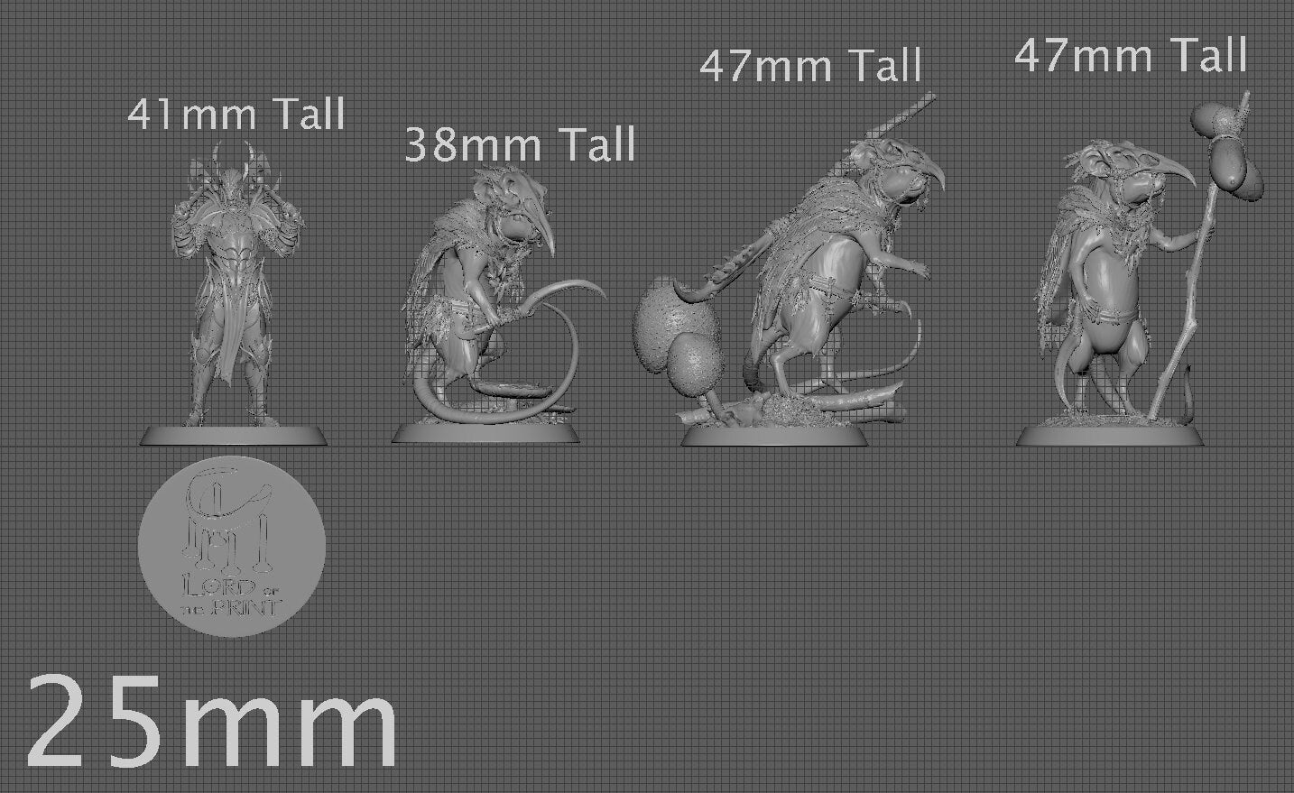 Shaman/Mage Adventurer Mice!, Archduke Mousin, Lord of the Print | Dungeons and Dragons | Pathfinder | Table Top RPG | 3D Printed Model