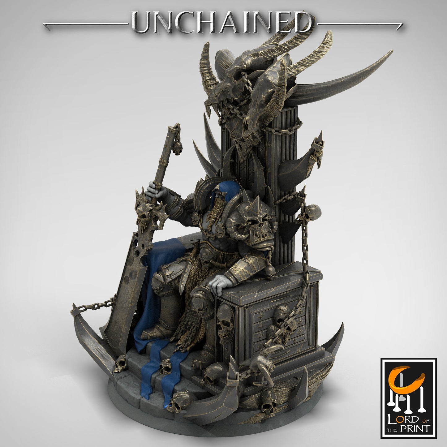 King Olaf Seated, Unchained, Statue, Lord of the Print | Dungeons and Dragons | Pathfinder | Table Top RPG | 3D Printed Model