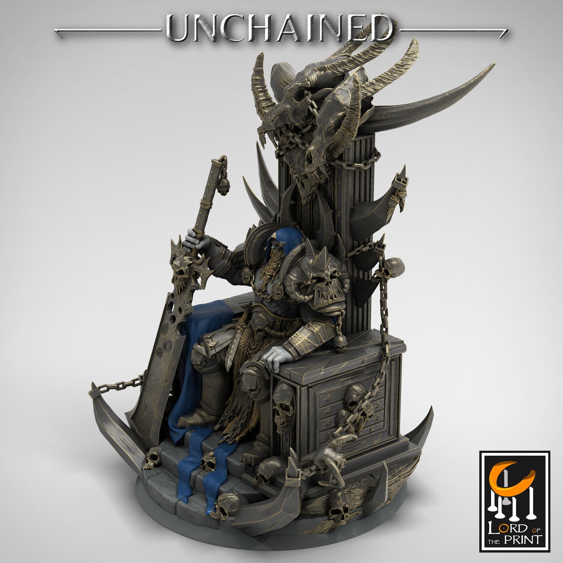 King Olaf Seated, Unchained, Statue, Lord of the Print | Dungeons and Dragons | Pathfinder | Table Top RPG | 3D Printed Model