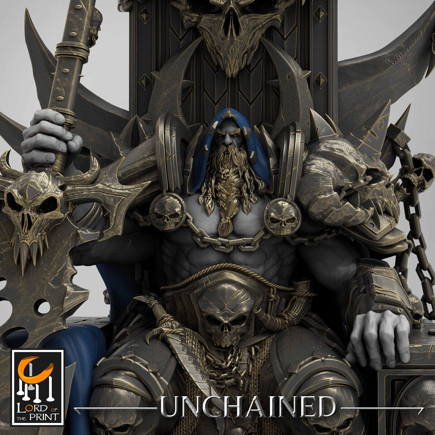 King Olaf Seated, Unchained, Statue, Lord of the Print | Dungeons and Dragons | Pathfinder | Table Top RPG | 3D Printed Model