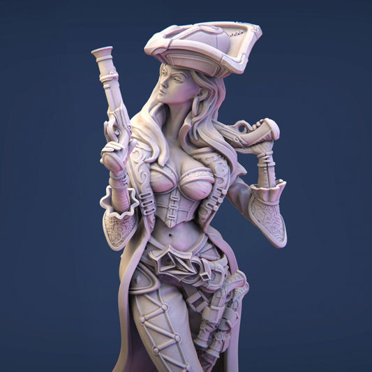 Anne the Pirate Captain, Powerful NPC, Ernest Nemirovsky | Dungeons and Dragons | Pathfinder | Table Top RPG | 3D Printed Model