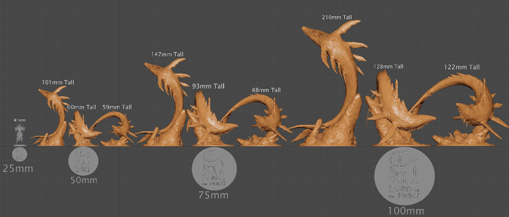 Bearded Whales, Lord of the Print | Dungeons and Dragons | Pathfinder | Table Top RPG | 3D Printed Model