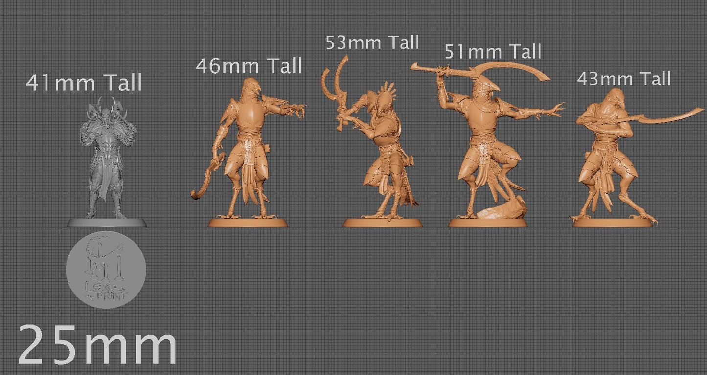 Kenku Khopesh Soldiers, Dinotopia, Lord of the Print | Dungeons and Dragons | Pathfinder | Table Top RPG | 3D Printed Model