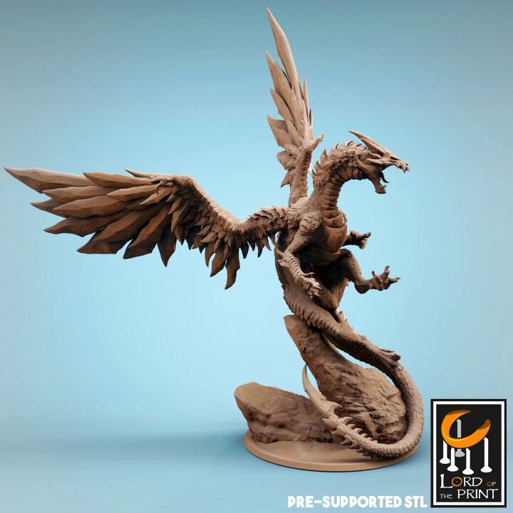 Adult Steel Dragon, Lord of the Print | Dungeons and Dragons | Pathfinder | Table Top RPG | 3D Printed Model