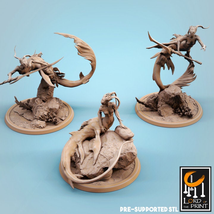 Mermaid Trio | Aussie 3D Printed Miniatures and Terrain