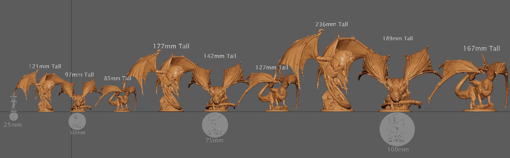 Manticores, Lord of the Print | Dungeons and Dragons | Pathfinder | Table Top RPG | 3D Printed Model