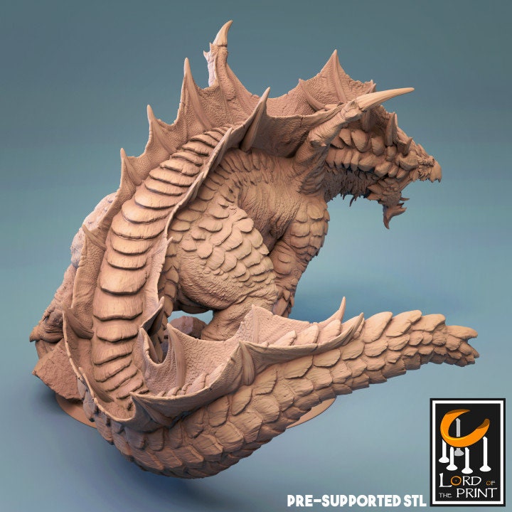 Adult Brown Dragon, The Sand Dragon, Lord of the Print | Dungeons and Dragons | Pathfinder | Table Top RPG | 3D Printed Model