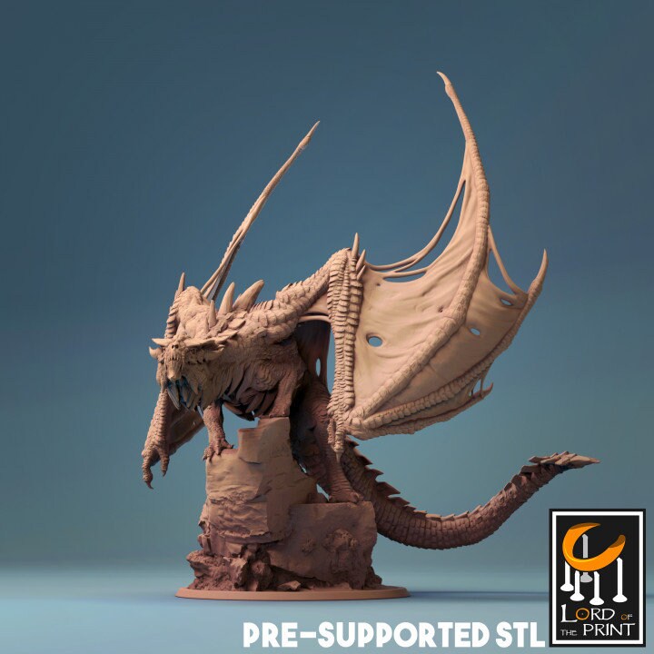 Adult Magma Dragon, A Primordial Dragon, Lord of the Print | Dungeons and Dragons | Pathfinder | Table Top RPG | 3D Printed Model