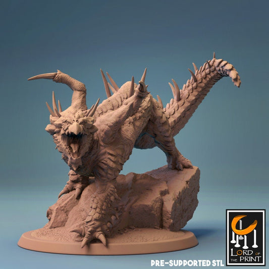 Young Brown Dragon, The Sand Dragon, Lord of the Print | Dungeons and Dragons | Pathfinder | Table Top RPG | 3D Printed Model