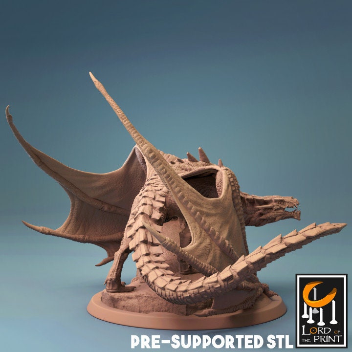 Young Magma Dragon, A Primordial Dragon, Lord of the Print | Dungeons and Dragons | Pathfinder | Table Top RPG | 3D Printed Model