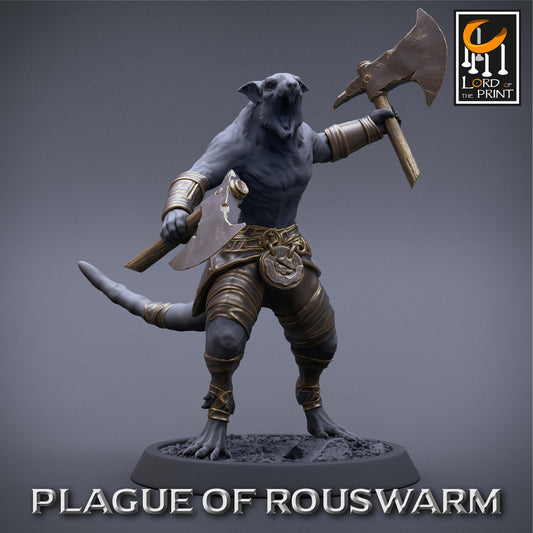 Rouswarm Barbarian, Plague of the Rouswarm, Lord of the Print | Dungeons and Dragons | Pathfinder | Table Top RPG | 3D Printed Model