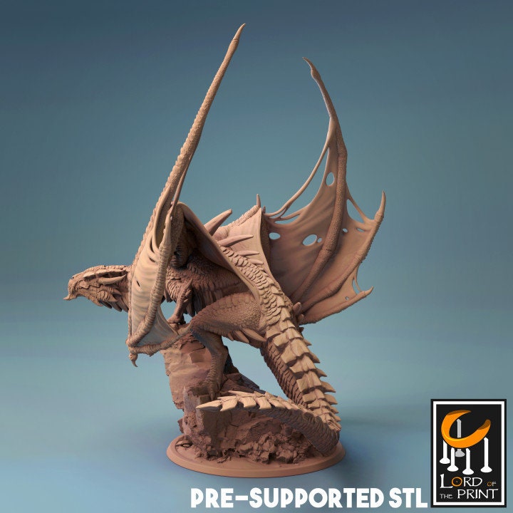 Adult Magma Dragon, A Primordial Dragon, Lord of the Print | Dungeons and Dragons | Pathfinder | Table Top RPG | 3D Printed Model