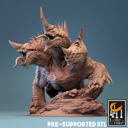 Dracocerberus, Lord of the Print | Dungeons and Dragons | Pathfinder | Table Top RPG | 3D Printed Model