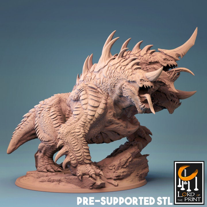 Dracocerberus, Lord of the Print | Dungeons and Dragons | Pathfinder | Table Top RPG | 3D Printed Model