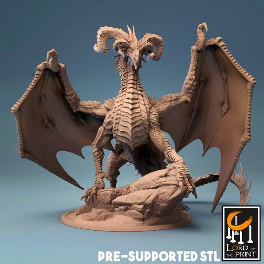 Elder Black Dragon, The Skull Dragon, Lord of the Print | Dungeons and Dragons | Pathfinder | Table Top RPG | 3D Printed Model