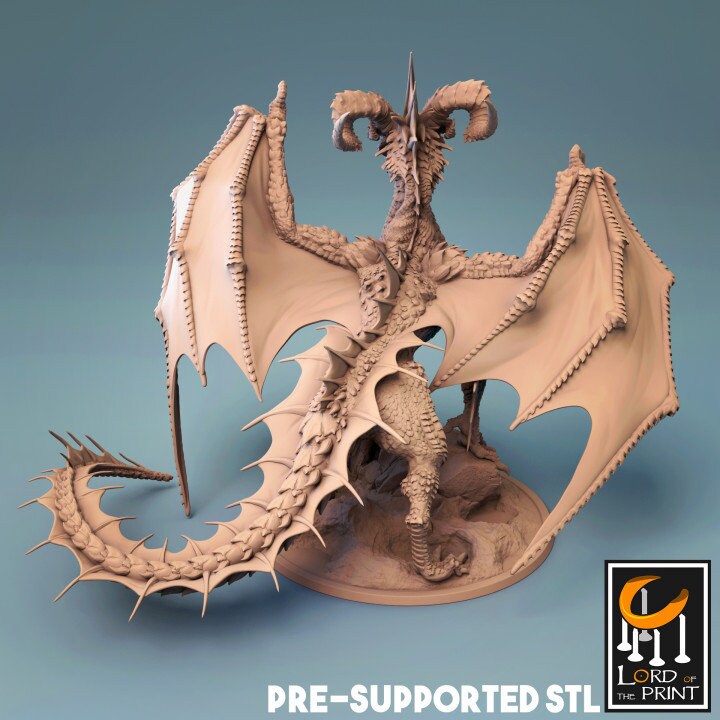 Elder Black Dragon, The Skull Dragon, Lord of the Print | Dungeons and Dragons | Pathfinder | Table Top RPG | 3D Printed Model